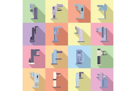 Download Mammography Machine Icons Set Flat - Premium Bundle