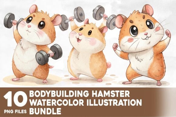 Download Bodybuilding Hamster Watercolor Bundle - Bodybuilding Collection