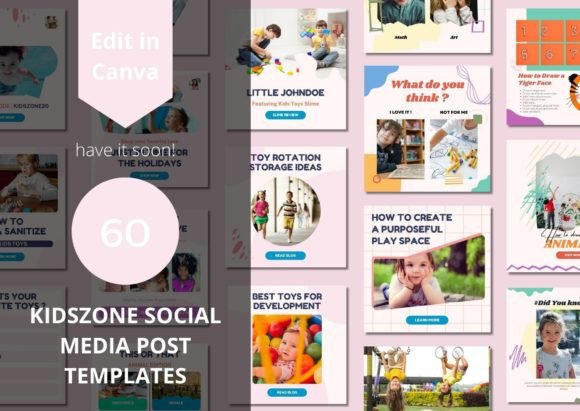 Download 60 Kidszone Social Media Canva Templates - Canva templates Collection