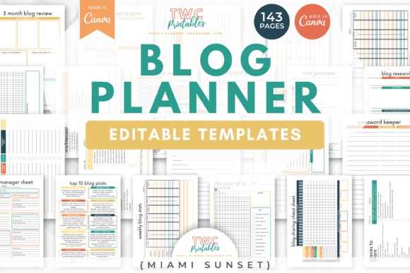 Download Blog Planner Canva Templates | MIAMI - Canva templates Collection