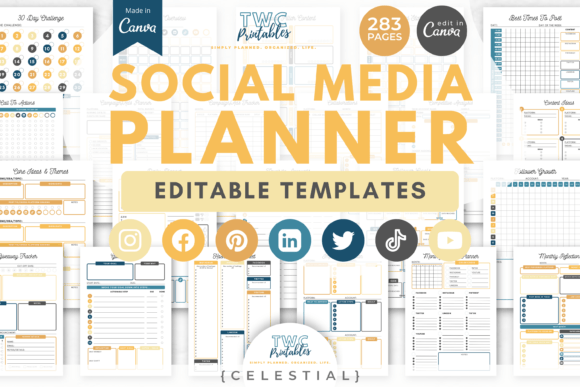 Download Social Media Planner Canva Templates |CE - Canva templates Collection