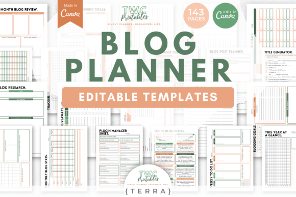 Download Blog Planner Canva Templates | TERRA - Canva templates Collection