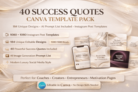 Download 40 Success Quotes Canva Templates Bundle - Canva templates Collection
