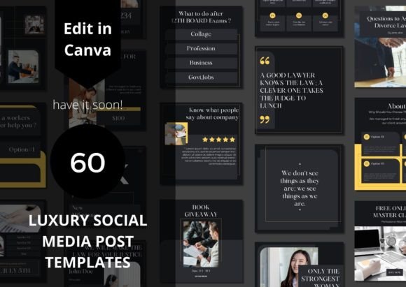 Download 60 Luxury Social Media Canva Templates - Canva templates Collection