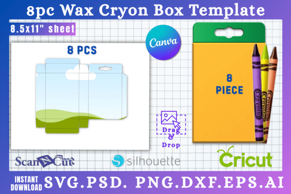 Download 8pc Wax Cryon Box SVG &amp; Canva Templates - Canva templates Collection