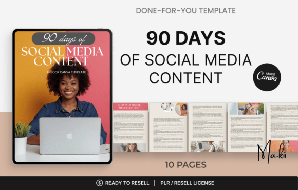 Download 90 Days of Social Media Content, Canva - Media content Collection
