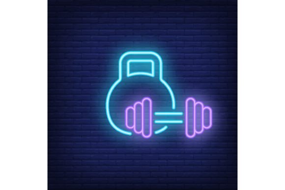 Download Dumbbells Neon Sign. Bodybuilding, Sport - Bodybuilding Collection