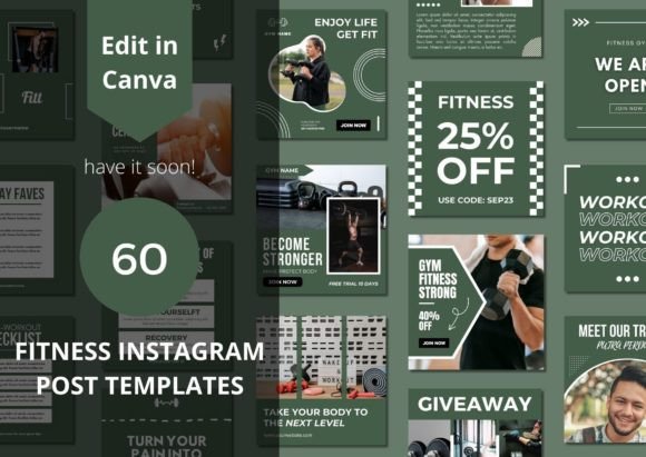 Download 60 Fitness Social Media Canva Templates - Canva templates Collection