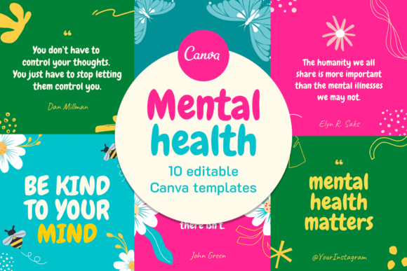 Download Mental Health Canva Templates Bundle - Canva templates Collection